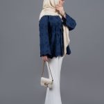 مانتو خامه دوزی سرمه ای