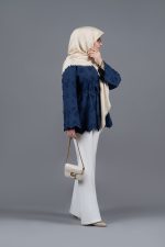 مانتو خامه دوزی سرمه ای