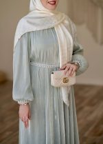 عبا اطلس سبز صدفی - Image 2