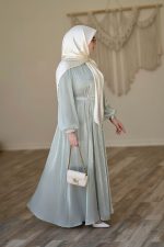 عبا اطلس سبز صدفی - Image 3